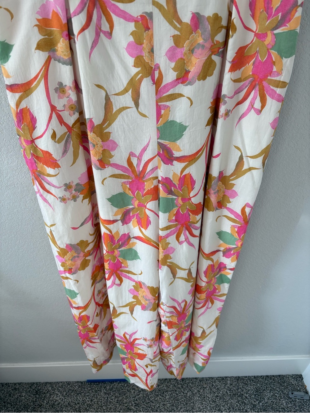 Taylor XL Floral Ruffle Wide Leg Cropped Jumpsuit Tropical Cotton - Picture 5 of 15